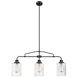 Globe Electric 60490 Annecy Pendant, Dark Bronze with Seeded Glass