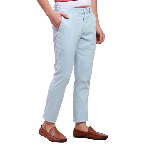 Image of Colorplus Nuvo Fit Cotton Nylon Blend Solid Piece Dyed Pattern Flat Front Casual Trouser