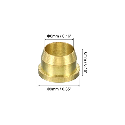PATIKIL 6mm Tube OD Brass Compression Sleeves Ferrules 5 Pack Brass