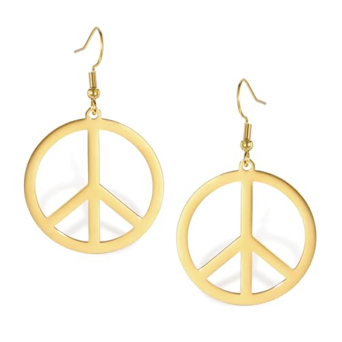 LIKGREAT Peace Pendant Hook Earrings Peace Sign Symbol Dangle Drop Earrings for Women