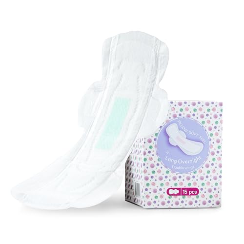PurComfy Teens Maxi Period Pads with Wings for Tweens, Organic Cotton Sanitary Pads for Teens Girls 9-14, Long Overnight Size, 90 CT