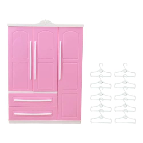 Oshhni Armario para muñecas, Organizador de Ropa para muñecas, Regalo de cumpleaños, Bonitos Regalos Decorativos de Valentín para niños con 10 Perchas, Style C