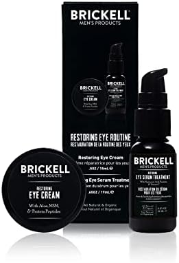 Brickell Men's Restoring Eye Routine for Men, Eye Serum and Eye Cream for Men, Natural and Organic, Unscented, Men's Skin Care Gift Set