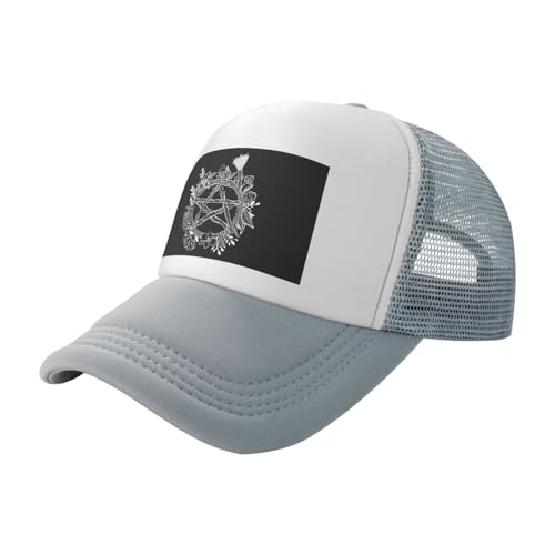 Goth Pentacle Wreath Wicca Witch Pagan Trucker Hat Snapback Mesh Baseball Cap Unisex
