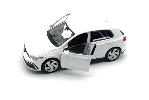 Onwomania Modèle réduit de Voiture Compatible avec Golf 8 l GTI 1:34-39 Voiture Miniature Blanche