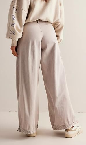 Women Baggy Cargo Jeans Mid Waist Wide Leg Ruffle Drawstring Parachute Denim Pants Vintage Sweatpants Pockets2