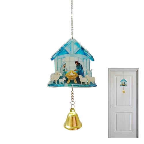 Qfdiwr Atrapaluz Religioso - Figuras Religiosas Acrílicas 2D del Nacimiento con Carillón de Viento Decorativo,Suncatcher Cristiano para Interior y Exterior - para Chimenea, Sala De Estar, Hogar,
