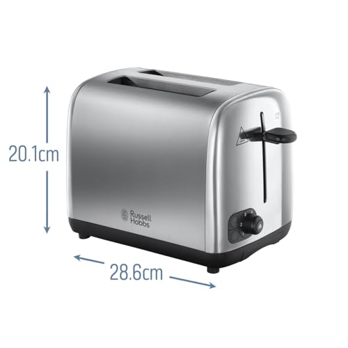 Russell Hobbs 2 Slice Toaster with Perfect Toast Technology for improved evenness (Wide slots, Lift & look feature, 6 Browning levels, Frozen & Cancel function, 850W, Brushed & Stainless Steel) 24080 - Image 6