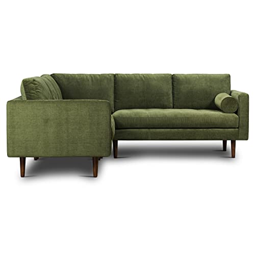 Image of Poly & BARK Napa Fabric Corner Sectional Sofa in Distressed Green Velvet
