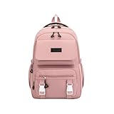 Mochila Masculina Feminina Escolar Notebook Grande Capacidade Impermeável Reforçada Nylon Viagem Trabalho Faculdade Casual (Rosa)