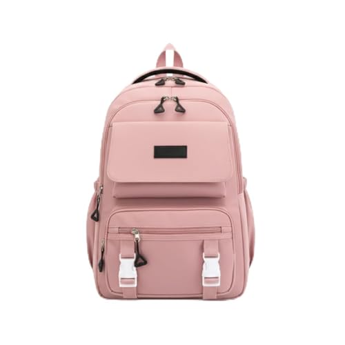 Mochila Masculina Feminina Escolar Notebook Grande Capacidade Impermeável Reforçada Nylon Viagem Trabalho Faculdade Casual (Rosa)