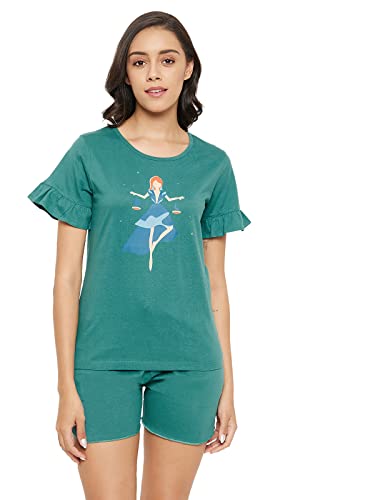 Image of Clovia Women's Cotton Print Me Pretty Top & Basic Shorts Set