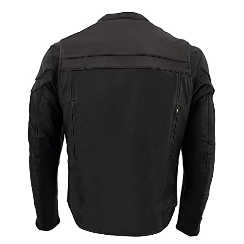 Image of Milwaukee Leather Men's Black Cowhide Quilted Pattern Scooter Style Racing Jacket MLM1545