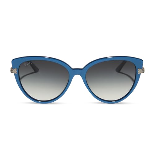 DIFF | Wednesday Marilyn Thornhill Sunglasses for Women UV400 Protection, Botanical Pearl Blue + Antique Silver w/Grey Gradient3