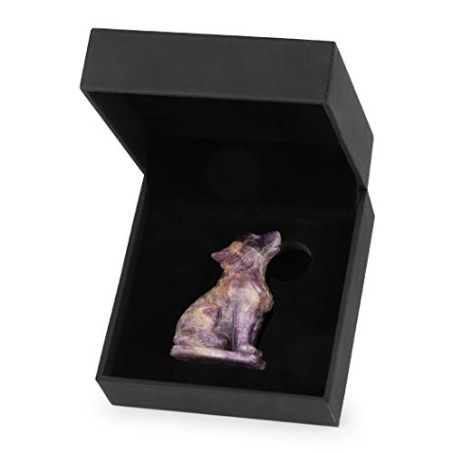 Estatua de lobo de amatista tallada 2 pulg miniatura 5