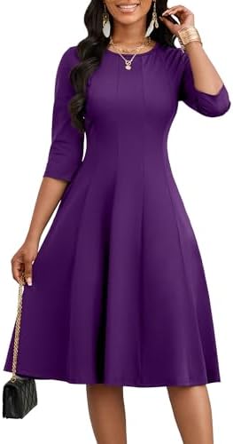 CLOCOR Casual Midi Dresses for Women A-Line Fit and Flare Elegant...