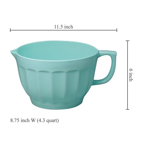 Tazón de melamina para mezclar 4.3 cuartos azul latte con pico y asa miniatura 2