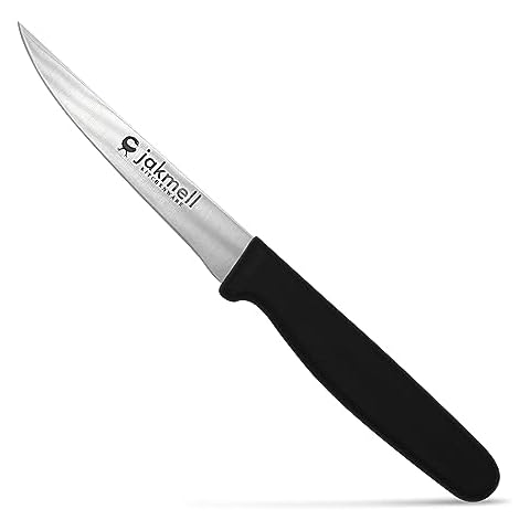 Jakmell Kitchenware 4 Inch Paring Knife with Black Handle, Stainless Steel Kitchen Knife with Durable Handle, All-Purpose Small Kitchen Utility Knife Cover