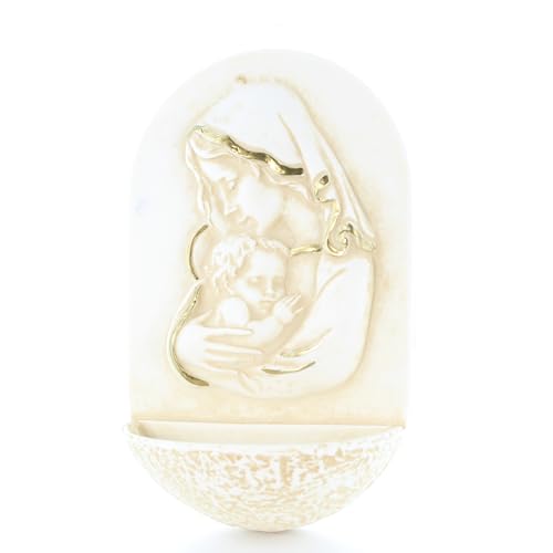 Palais du Rosaire Bénitier Vierge Mère en résine 13cm - Bénitier - Culte Chrétien en Résine