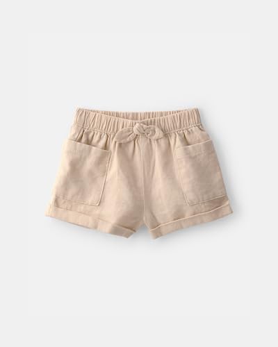 Image of Carter's Baby Girl 2-Piece Linen Sleeveless Top and Shorts Set | Breathable Summer Outfit for Baby Girls | Comfortable Casual Set for Everyday Wear