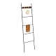 Relaxdays Handtuchleiter, 4 Sprossen & Haken, HxB: 160,5 x 44 cm, Metall, Industrial Wäscheleiter, Bad, schwarz/braun