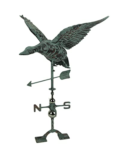 Things2Die4 Verdigris Patina Metal Flying Duck Weathervane With Roof Mount #TOP9