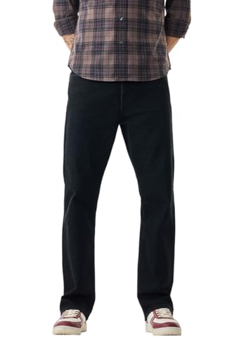 Image of SNITCH Men Casual Jeans | Straight Fit Mid Rise Solid Washed Pattern | Durable Cotton Blend & Stretchable Denim Fabric, Work & Social Outings