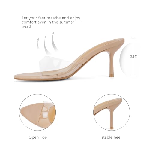 Image of QIV Leopard Kitten Heels Pointed Toe Mule Heels for Women Open Toe Kitten Heel for Party Dressy Wedding