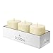Simply Soson 3x3 Inch Egg Shell Ivory Textured Bulk Set Unscented Pillar Candles, Drip-less, Smokeless, Long and Slow Burning Candle Sticks. Perfect for wedding, Party and Home Decoration (Pack of 3).