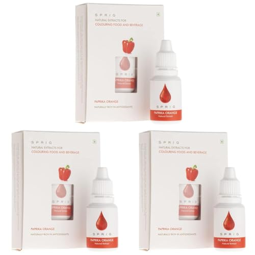 Image of S P R I G Natural Extracts For Colouring Food And Beverage | Paprika Extract | Orange-Red Colour | 15ml (Pack of 3)