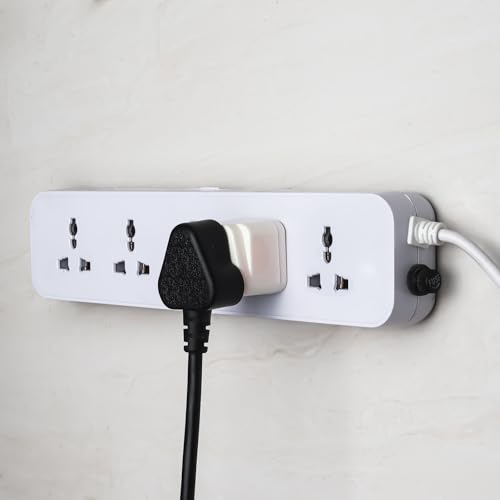 Image of Ocko Type G 3 Pin Plug Adapter | Universal Flat Pin Conversion Plug for Computers, Laptops & Chargers | International to Type G Outlet Adapter | Compact Travel Plug Converter | White (Pack of 1)