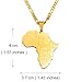 Africa Map Pendant Chain Necklace Men African Gold Plated Map Pendant Necklace (45cm by 3mm Chain, Gold Color With Country Names)