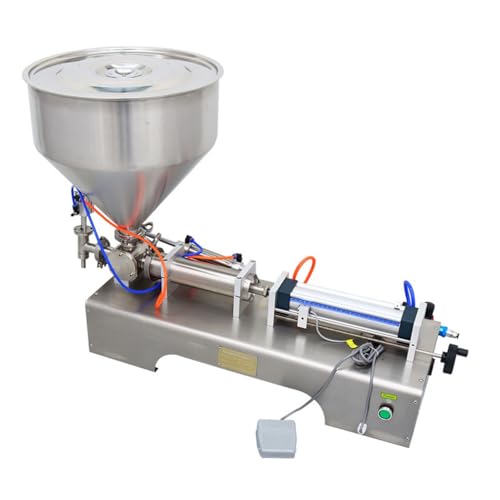 BEILOCKERY Paste Liquid Filling Machine with Large Capacity Hopper One Nozzle Piston Filler for Oil Liquids Sauce Butter 50-500ml 110V