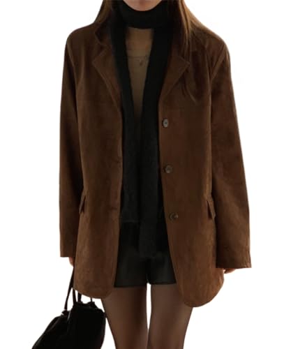 RICHTRUE Old Money Aesthetic Winter Brown Faux Leather Jacket Women Fall Fashion 2025 Trendy Suede Jacket Y2k Outerwear