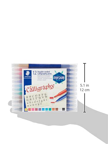 STAEDTLER 3005 TB12 Kalligraphiestift, doppelseitig, Mehrfarbig, 12 Stück, 1 Packung