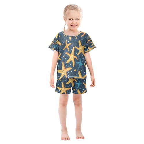 senya Short Sleeve Pajamas Sets Summer Cotton Sleepwear Yellow Starfish3