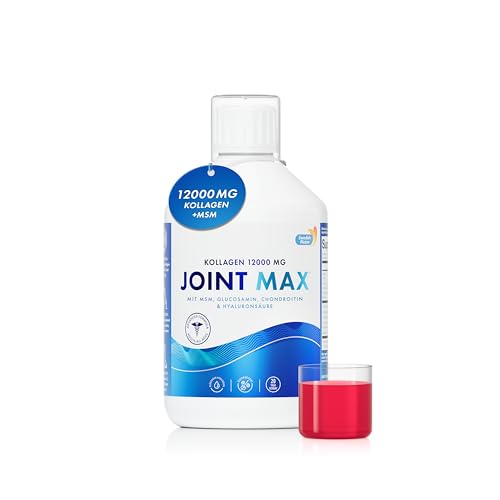 Joint MAX 500ml I Reines hydrolysiertes Kollagen (Typ I, II & III) I Glucosamin, MSM, Chondroitin, Hyaluronsäure I Kurkuma, Vitamin C, I 100% natürlicher Geschmack I Zuckerfrei - 20 Tage Vorrat