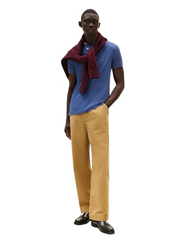 Image of Tommy Hilfiger Men's Short Sleeve Polo Shirts in Slim Fit with Stretch and Organic Pique Cotton