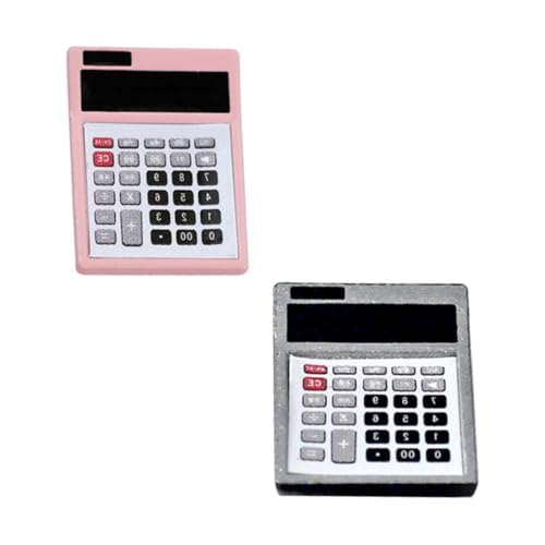 KOMBIUDA 2 Pcs Miniature Calculator Model Ornament Alloy Doll House Decor Accessories Realistic Design for Mini House Layout and Photography Prop