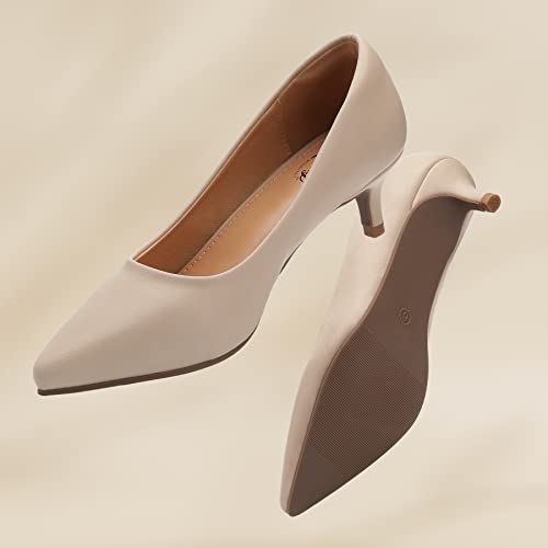 Heel The World Nude Women's Pumps With 2" Kitten Heels - Comfortable Dress Shoes For Weddings And Parties Or Office, Size 9 #TOP2