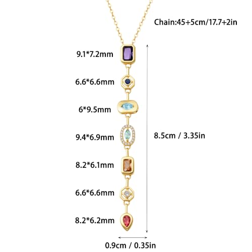 7 Chakra Necklace for Women, 14K Gold Plated Pendant Necklace for Women Gold Trend Jewelry Long Necklaces Gifts — view 6