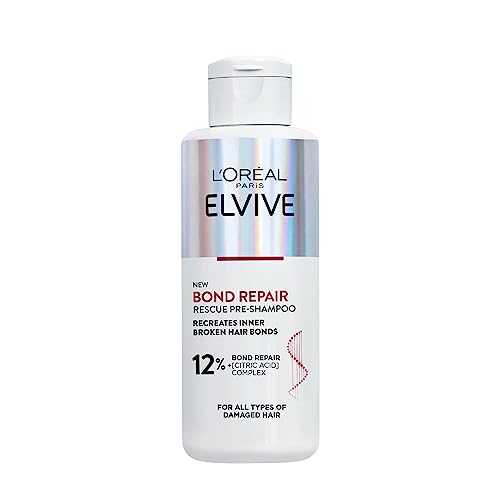 LOréal Paris Elvive Bond Repair Pre-Shampoo Treatment Intensive Hair Repair for Damaged Hair with Citric Acid Complex 90% More Shine & Strength Restoration