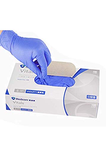 Preisvergleich Produktbild Devil Shackles Gummihandschuhe Latexhandschuhe Arbeitshandschuhe Puderfrei und Lebensmittelgeeignet rutschfeste Einweghandschuhe Sauber, Industriell, Lebensmittelecht, 100 StückS / M / L (Blau Latex, M)