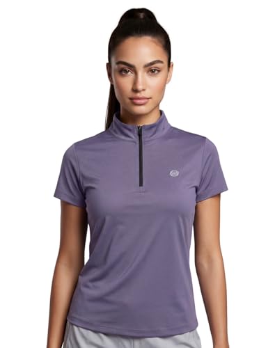Image of PUMP'D Dry Fit Women's Half Zip Activewear Synthetic Regular Fit T-Shirt | Gym & Yoga