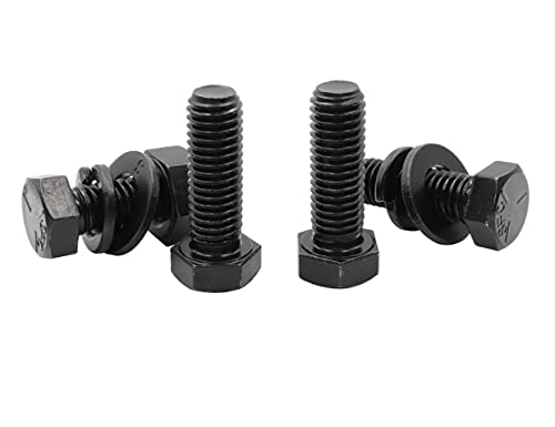 Image of LBY 8 Sets Hex Bolts Kit, 1 /2-13x1-1 /2'' Hex Head Screws Bolts (Fully Threaded), with Heavy-Duty Nuts, Flat & Lock Washers, Alloy Steel (Black)