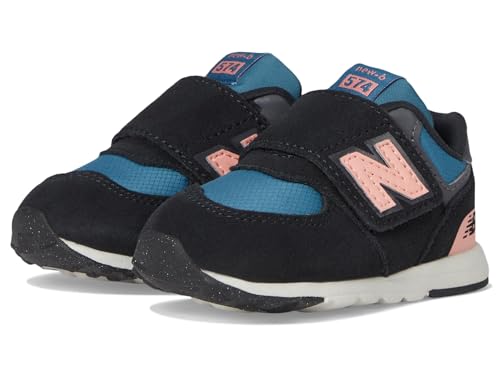 New Balance Baby 574 V1 Season New-b Hook and Loop Sneaker, Black/Omega Pink, 2 US Unisex Infant