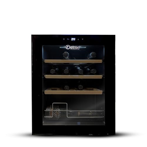 Datron Cantinetta Vino 15 bottiglie, Mono Temperatura (4-18°C), Tecnologia Compressore, Design elegante, Libera Istallazione, 3 Ripiani estraibili, Compatta, Display Touch
