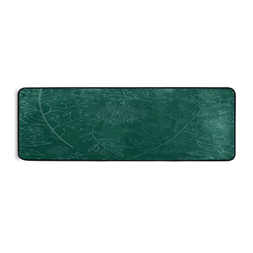 Hunter Green Runner Rug, Soft Non Slip Long Area Rugs Floor Mat for Hallway Bedroom Living Room Kitchen 72 X 24 Inch