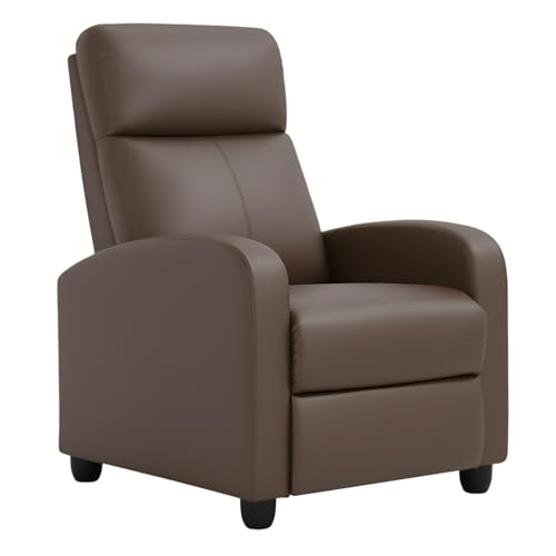 BestMassage | Recliner Chair | No Massage Function | Pu Brown | with Lumbar Support, Adjustable Push Back, Wide Armrests, Footrest & Padded Seat | Easy Assembly | for Living Room, Home Theatre