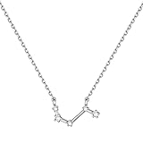 ChicSilver Aries Zodiac Necklace 925 Sterling Silver 12 Constellation Horoscope Astrology CZ Pendant Necklace Birthday Gift for Women